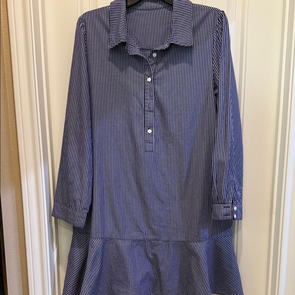 Striped Blue and White Long Sleeve Dress